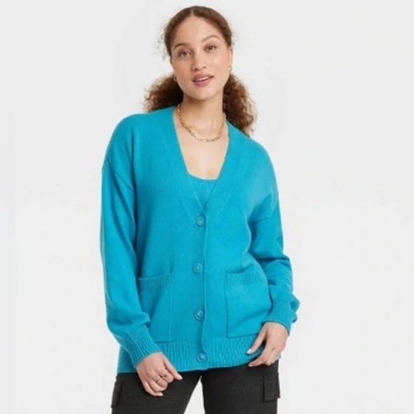 NWT Boyfriend Cardigan by A New Day blue womens small casual - Picture 1 of 11